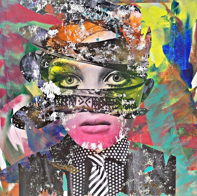 DAIN, ‘If The Shoe Fits’, 2016, Painting, Wheat-paste, acrylic, spray paint on canvas, Avant Gallery