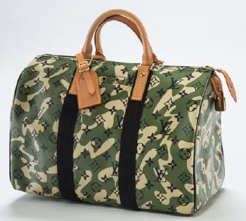 Takashi Murakami - Louis Vuitton Limited Edition Green Monogramouflage Canvas Speedy 35 Bag ,
2008