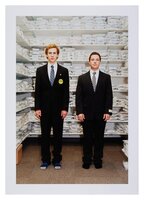 'Salt Lake City, Utah' (Mr. Mac's. Two Missionaries trying on their suits. Matthew Tanner on left and Preston Toone on right.)