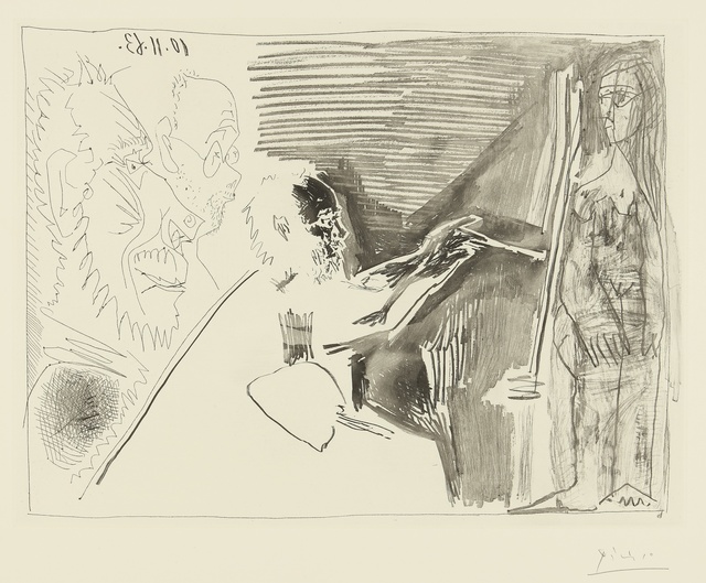 Pablo Picasso, ‘Peintre et modèle debout avec deux spectateurs (B. 1126; Ba. 1121)’, 1963, Sotheby's