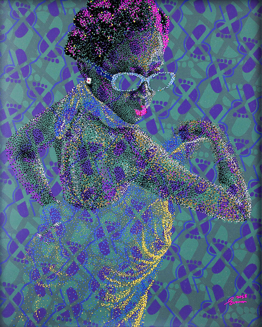 Evans Mbugua, ‘La vague ’, 2018, Painting, Oil on plexiglass & photo paper, Out of Africa Gallery