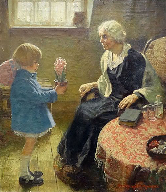 Walter Beach Humphrey, ‘Flowers for Her Grandmother’, 1924, Painting, Oil on Canvas, The Illustrated Gallery
