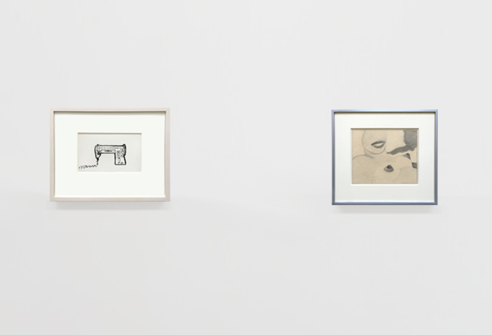 Andy Warhol Sewing Machine authenticated 1952 ink on paper & Tom Wesselmann Great American Nude, 1965, graphite drawing at Joseph K. Levene Fine Art, Ltd. Andy Warhol Sewing Machine authenticated 1952 ink on paper & Tom Wesselmann Great American Nude, 1965, graphite drawing at Joseph K. Levene Fine Art, Ltd.