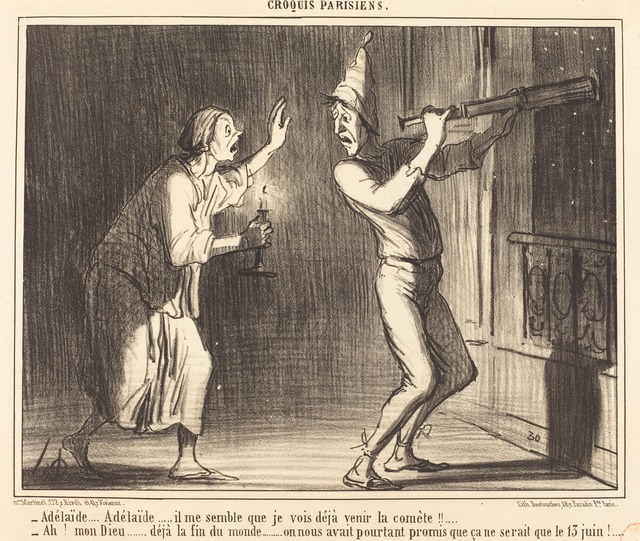 Honoré Daumier, ‘Adélaide...Adélaide...il me semble que je vois deja venir la comète !!...’, published 1857, National Gallery of Art, Washington, D.C.