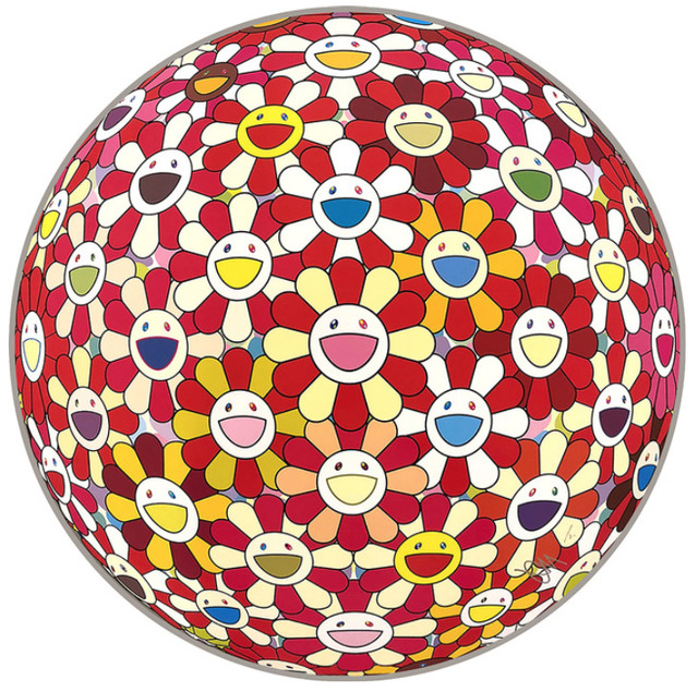 Takashi Murakami, ‘FLOWERBALL KOIRED - CROWNED CRANE VERMILLION’, 2017, Print, Offset lithograph on paper, Marcel Katz Art