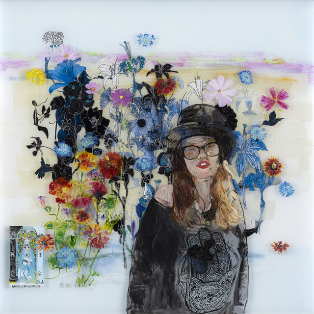Gail Norfleet, ‘Tarot in the Garden’, 2019, Painting, Acrylic, collage, and glitter on two Lucite panels, Valley House Gallery & Sculpture Garden