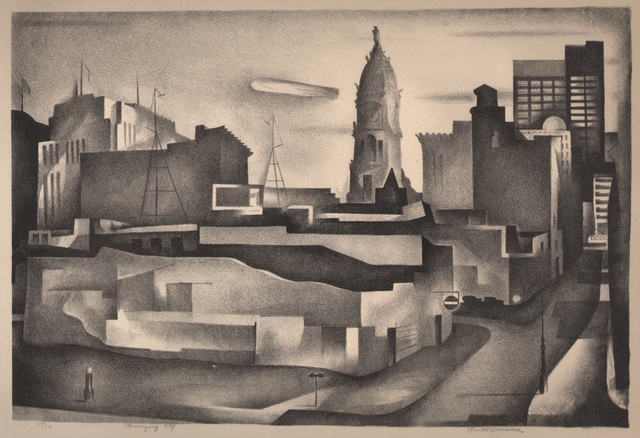 Benton Spruance, ‘Changing City’, 1934, Print, Lithograph, Dolan/Maxwell