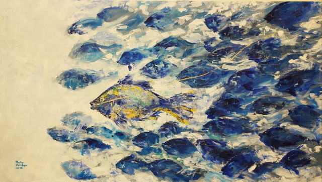 Philip Mantofa, ‘THE FIRST FISH – BLESSINGS DON'T FLEE’, 2018, Painting, Acrylic and Mixed Media on Canvas 壓克力、綜合媒材、畫布, Artrue Gallery
