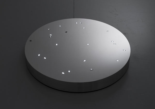 Tatsuo Miyajima 宮島 達男, ‘Moon in the ground no.2’, 2015, Sculpture, Stainless steel, Light Emitting Diode, IC, electric wire, SCAI The Bathhouse