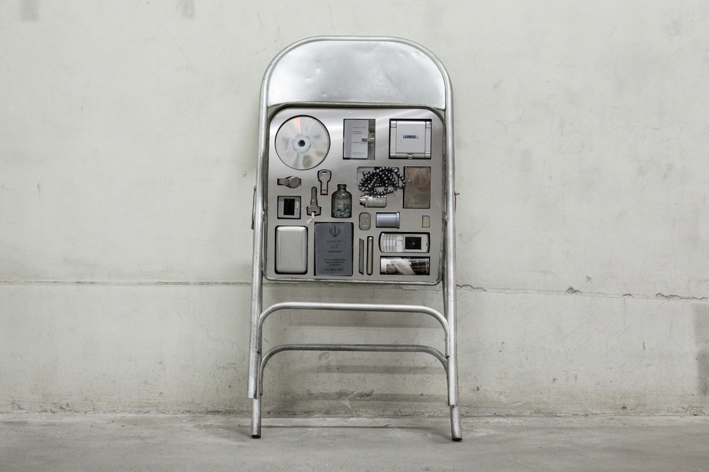 Nazgol Ansarinia, from the Private Assortment series, 2013, Unique Piece Metal Chair, mixed media
80 x 46 x 50 cm Nazgol Ansarinia, from the Private Assortment series, 2013, Unique Piece Metal Chair, mixed media
80 x 46 x 50 cm