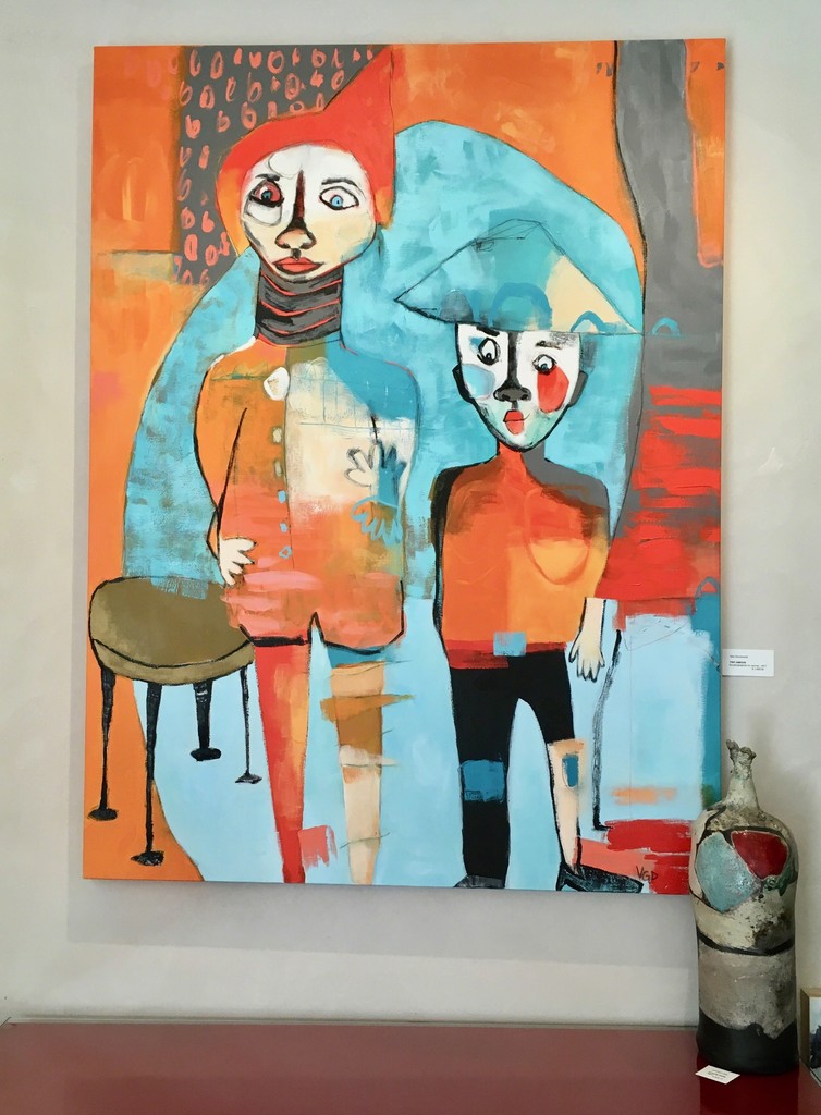"Two Amigos" by artist Vikki Drummond, from the Series "Little People in my Head". It is a 48"Hx36"W, acrylic on canvas. "Two Amigos" by artist Vikki Drummond, from the Series "Little People in my Head". It is a 48"Hx36"W, acrylic on canvas.
