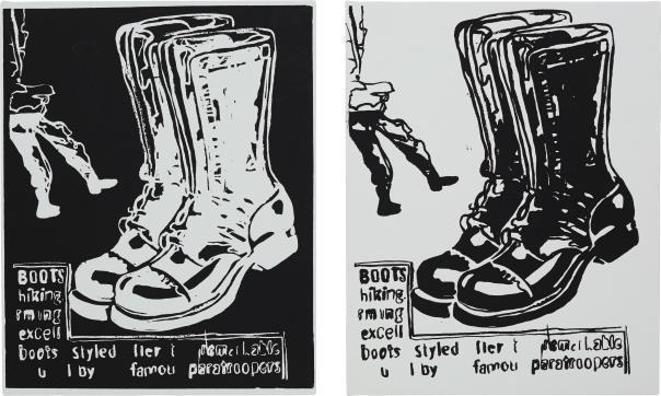 Andy Warhol - Paratrooper Boots: Positive and Negative (Diptych)