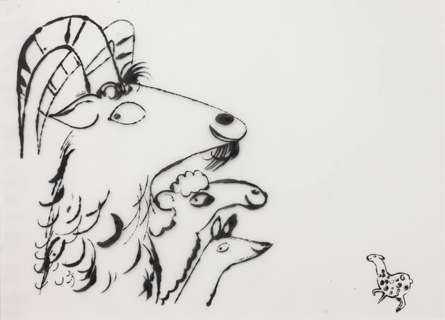Andy Warhol, ‘Four in One’, 1955, Drawing, Collage or other Work on Paper, Ink on frosted acetate, Susan Sheehan Gallery
