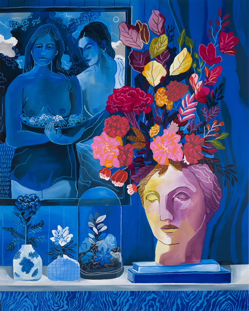 John Holcomb, ‘Blue Vignette No.1’, 2019, Painting, Acrylic and oil stick on canvas, Rebecca Hossack Art Gallery
