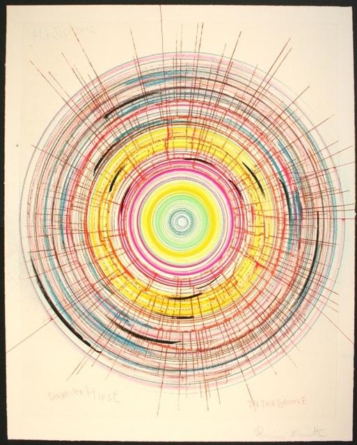Damien Hirst, ‘In the Groove’, 2002, Print, Watercolor and crayon pastell on etching on wove paper, Galerie Ernst Hilger