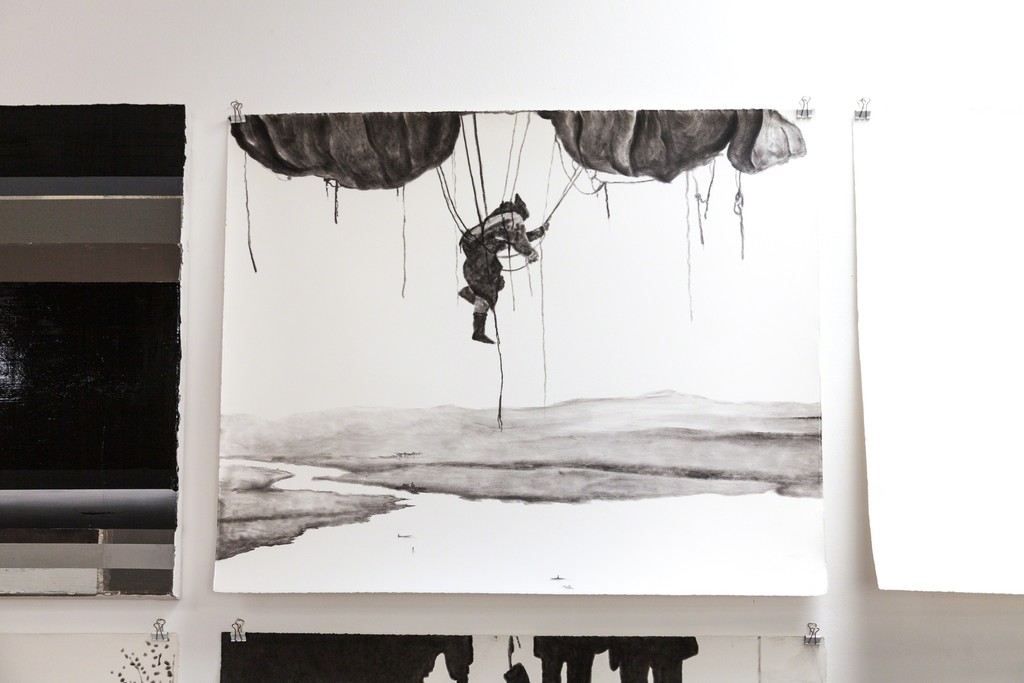 exhibition view: Series: „s/w LD“, 2012-15 (detail) | Pastell on paper, 64 x 76,5 cm | image: ©dasesszimmer exhibition view: Series: „s/w LD“, 2012-15 (detail) | Pastell on paper, 64 x 76,5 cm | image: ©dasesszimmer