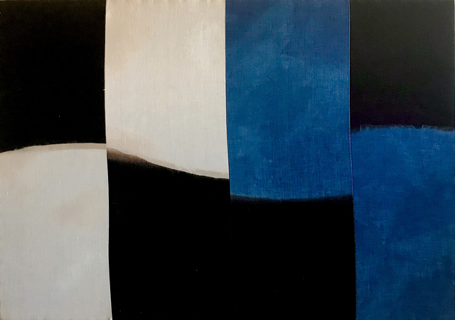 Carrie Crawford, ‘Winged Energy of Delight’, 2019, Painting, Indigo, logwood, oak gall, acorn, iron, and black walnut dye on linen, Uprise Art