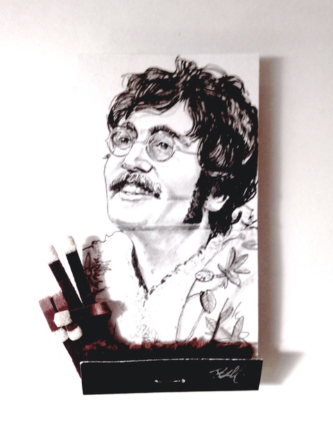 matchbox artists, ‘John Lennon’, 2019, Drawing, Collage or other Work on Paper, Graphite on Matchbook, Muriel Guépin Gallery