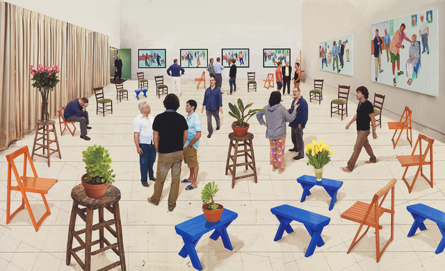 David Hockney, ‘4 blue stools’, 2014, National Gallery of Victoria