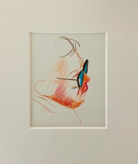 David Hockney, ‘Henry Geldzahler’, 1980, Drawing, Collage or other Work on Paper, Wax crayon and color pencil on paper, Robert Fontaine Gallery