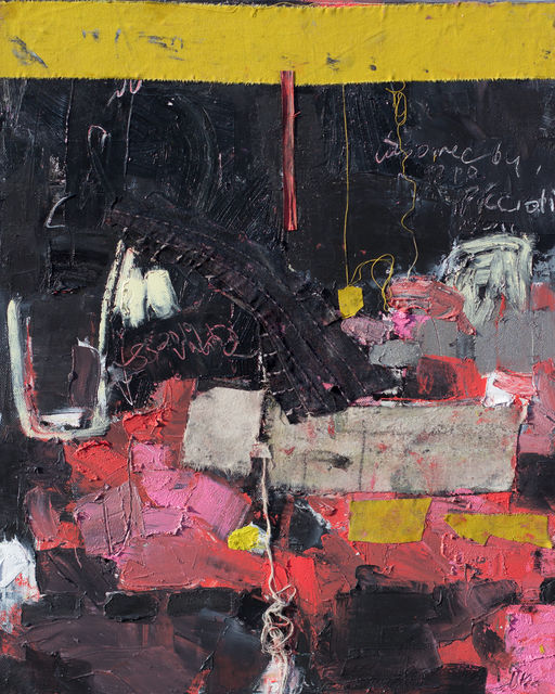 Susan Washington, ‘Valentino SS19’, 2019, Painting, Oil and Textile on Canvas, THE WHITE ROOM GALLERY