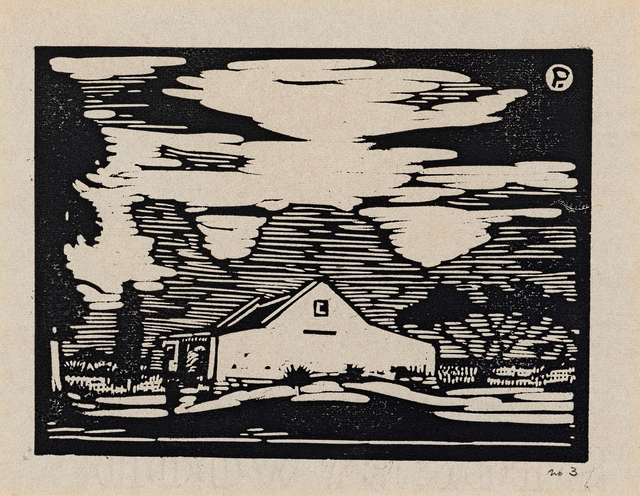 Jacob Hendrik Pierneef, ‘Plaashuis, Onderstepoort (Nilant 45)’, Print, Linocut, Strauss & Co
