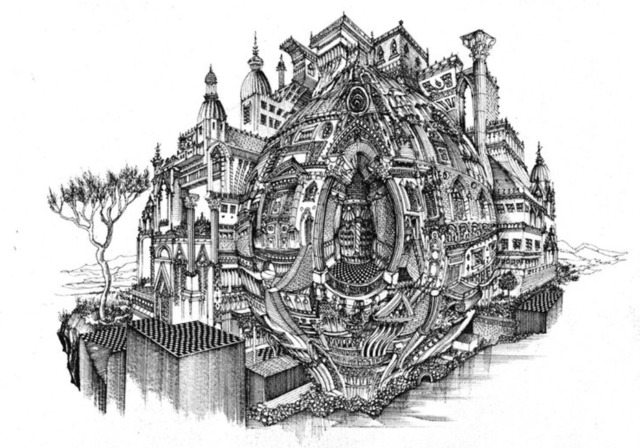 Octave Marsal, ‘The Baroque Balcony’, 2018, Drawing, Collage or other Work on Paper, Felt-tip pen on paper, Galerie Bessières