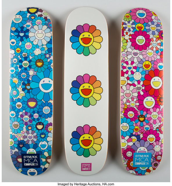 Takashi Murakami, ‘Multi Flower 8.0 Skate Decks (Blue, Pink, and White)’, 2017, Heritage Auctions