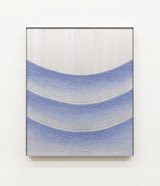 Mimi Jung, ‘110817 Blue Cascading Ellipses’, 2020, Textile Arts, Mohair, cotton, aluminum sheet and aluminum frame, Carvalho Park