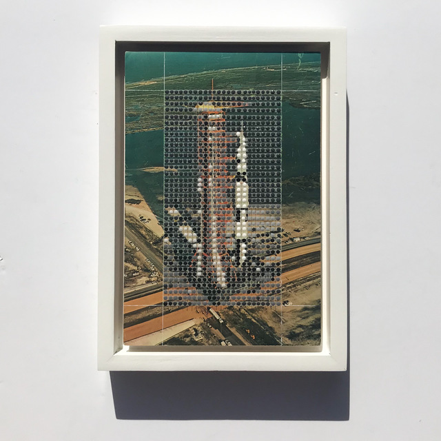 Nina Tichava, ‘Borrowed Landscapes Study No.170/ FL, NASA, Apollo Saturn V’, 2018, Painting, Tape, graphite and acrylic on found vintage postcard, k contemporary