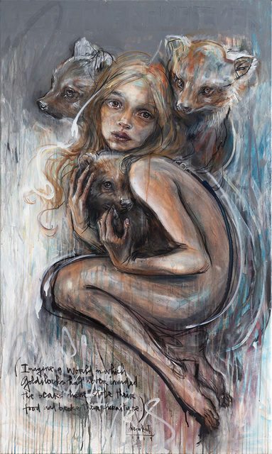 Herakut, ‘Goldylocks’, 2019, Painting, Acrylic paint, spray paint, ink & charcoal on canvas, Corey Helford Gallery