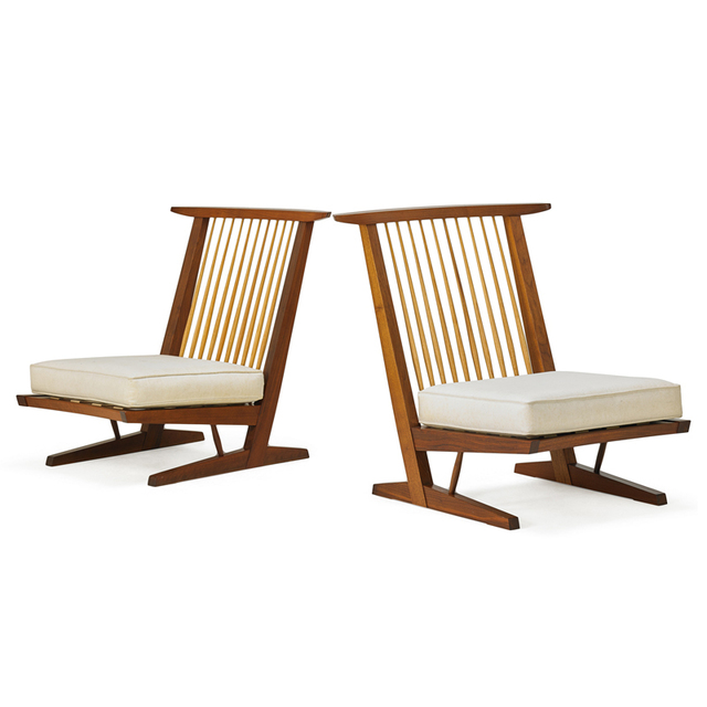 Mira Nakashima, ‘Two Conoid Lounge Chairs, New Hope, PA’, 1992/93, Rago/Wright