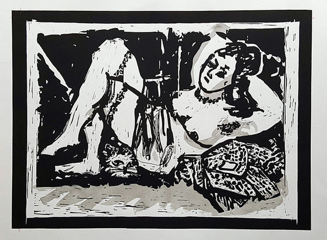 William Kentridge, ‘Reclining Figure with Cat’, 2016, Gallery Neptune & Brown