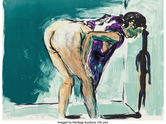 Eric Fischl, ‘Anniem Gwen, Lilly, Pam and Tulip (Bending Woman in Purple) (two works)’, 1987, Print, Lithograph in colors on wove paper, Heritage Auctions