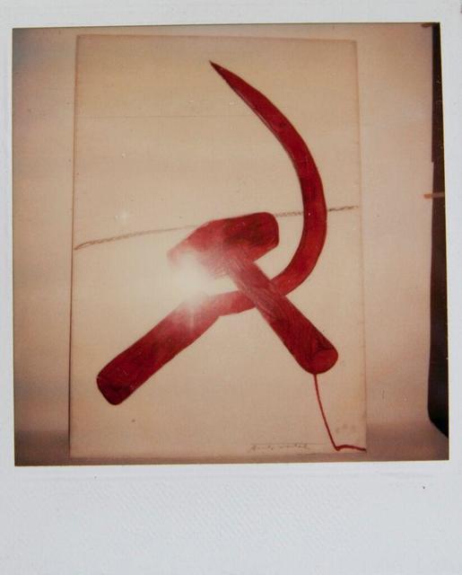 Andy Warhol, ‘Andy Warhol, Hammer and Sickle Painting Detail, Polaroid Photograph, 1977’, 1977, Photography, Polaroid, Hedges Projects