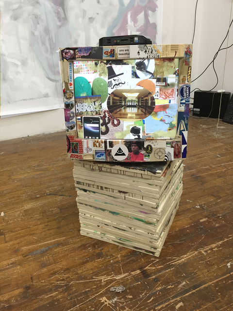 Siebren Versteeg, ‘Head’, 2014, Installation, Internet connected computer, CRT monitor, 21 paintings, bitforms gallery