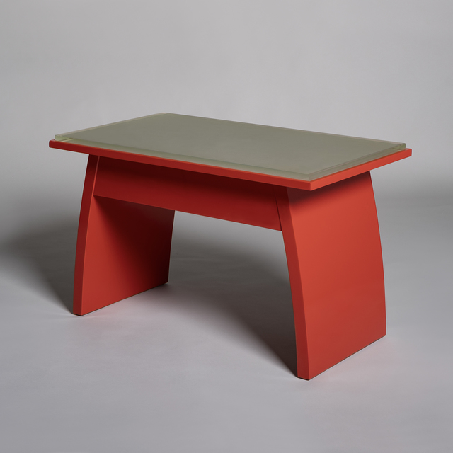 André Sornay, ‘Low table in red-lacquered wood’, ca. 1930, Design/Decorative Art, Red-lacquered wood and Saint-Gobain sanded glass, Galerie Alain Marcelpoil