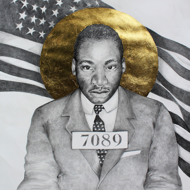 Lauren Clayton, ‘Martin’, 2019, Drawing, Collage or other Work on Paper, Pencil, Gold Leaf on Paper, SHIM Art Network