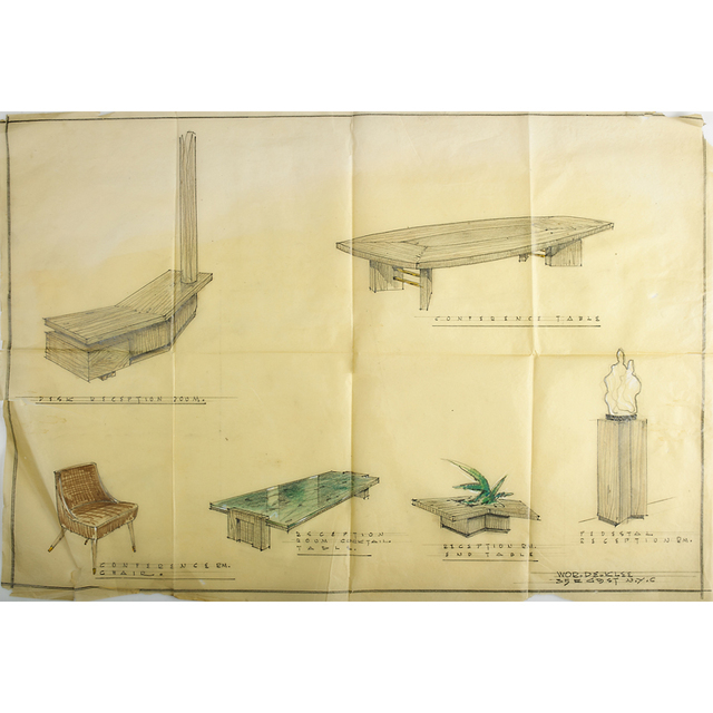 Arthur Klepper, ‘Five Furniture Illustrations, New York’, 1950s, Rago/Wright