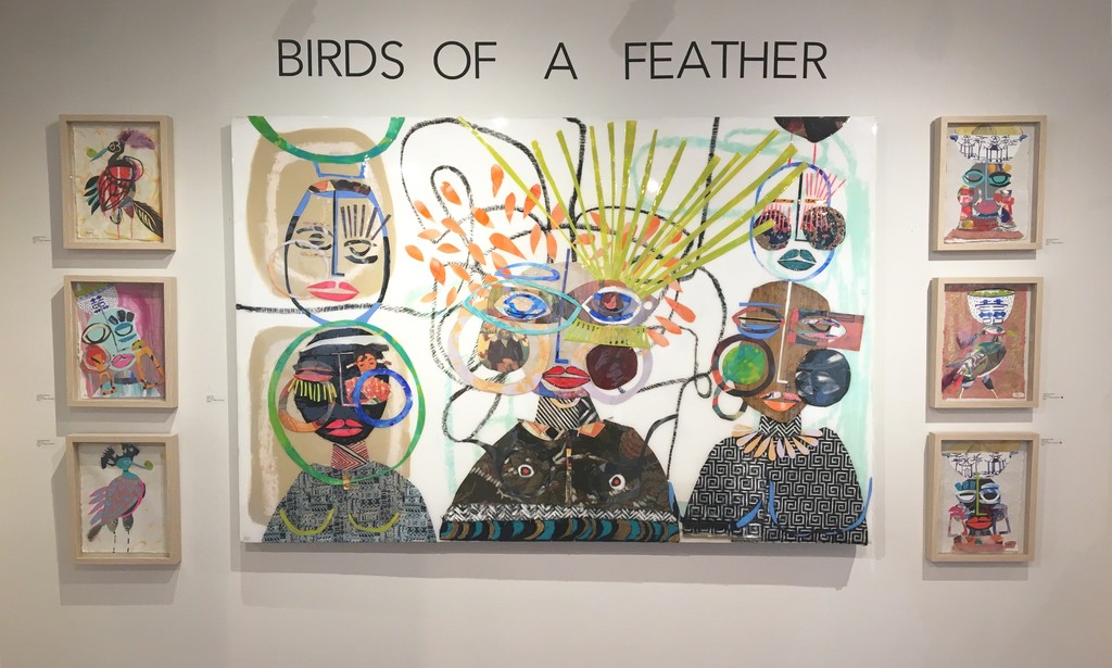 Bridge Club is surrounded by Miles Purvis shadowboxes for Birds of a Feather Bridge Club is surrounded by Miles Purvis shadowboxes for Birds of a Feather
