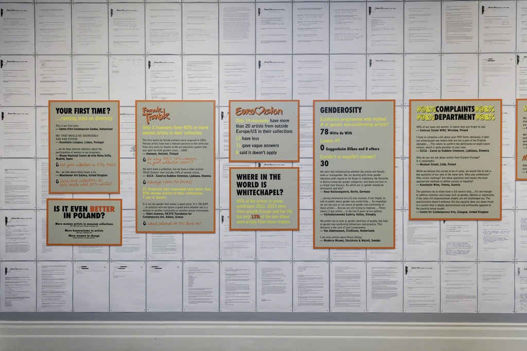 Whitechapel Gallery Guerrilla Girls Commission: Is it even worse in Europe? (2016) Photo: Steven White Whitechapel Gallery Guerrilla Girls Commission: Is it even worse in Europe? (2016) Photo: Steven White
