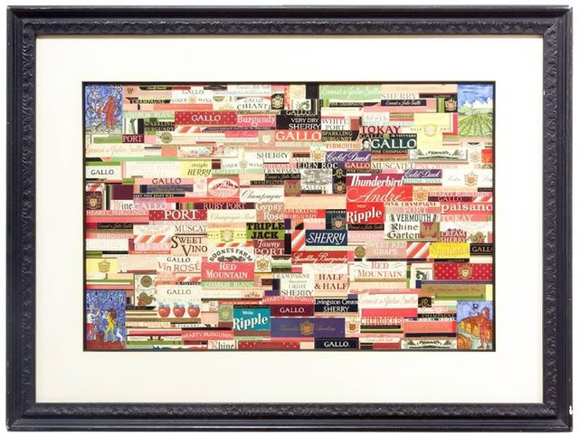 William Dole, ‘Wine labels Prior to 1970s Modernist Collage Assemblage with Watercolor’, 20th Century, Lions Gallery