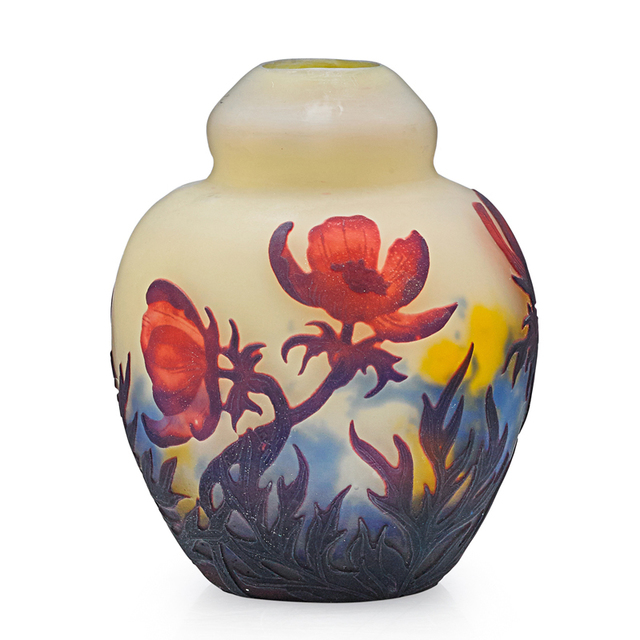 Muller Freres, ‘Vase With Poppies, France’, Early 20th C., Rago/Wright