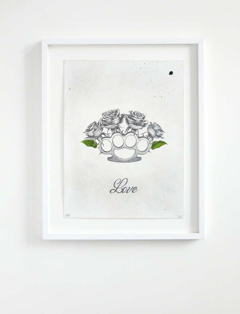 Ludo, 'The Ten Commitments' installation view at The Garage, Amsterdam. 'Love', original, 2017, pencil & oil paint on 300gsm Arches Paper, 51.5 x 41.5 cm framed Ludo, 'The Ten Commitments' installation view at The Garage, Amsterdam. 'Love', original, 2017, pencil & oil paint on 300gsm Arches Paper, 51.5 x 41.5 cm framed