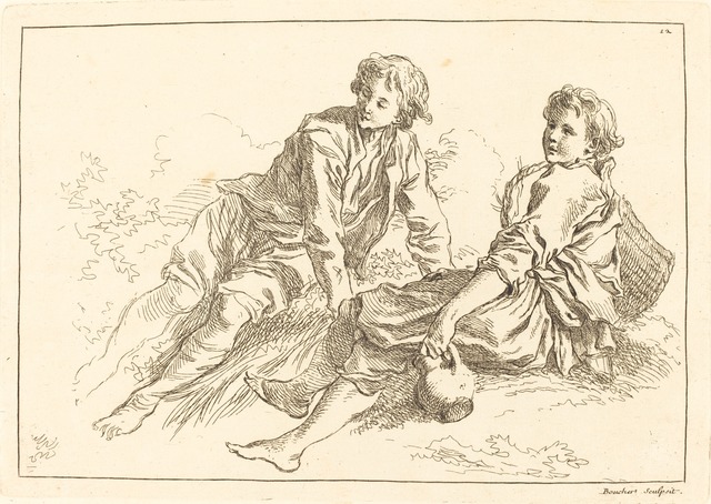 François Boucher after Abraham Bloemaert, ‘Reclining Shepherd Boys’, published 1735, National Gallery of Art, Washington, D.C.
