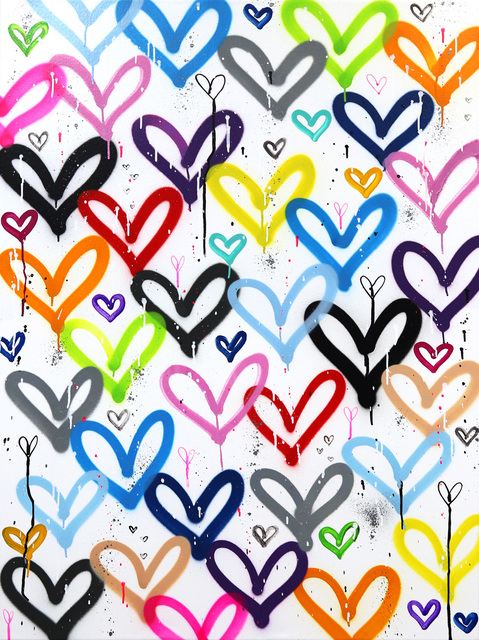 Amber Goldhammer, ‘Fluttering Hearts’, 2021, Painting, Acrylic, Latex, Spray Paint, Ink on Canvas, Artspace Warehouse
