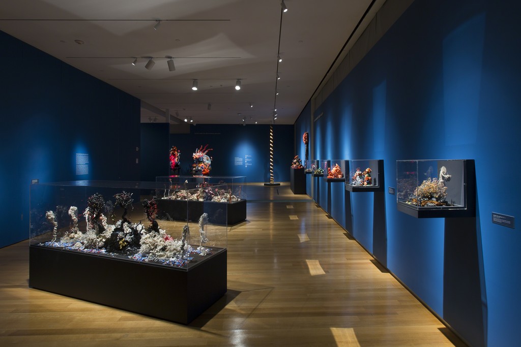 Installation view of 'Crochet Coral Reef: TOXIC SEAS', 2016. Photo by Jenna Bascom. Courtesy of the Museum of Arts and Design. Installation view of 'Crochet Coral Reef: TOXIC SEAS', 2016. Photo by Jenna Bascom. Courtesy of the Museum of Arts and Design.