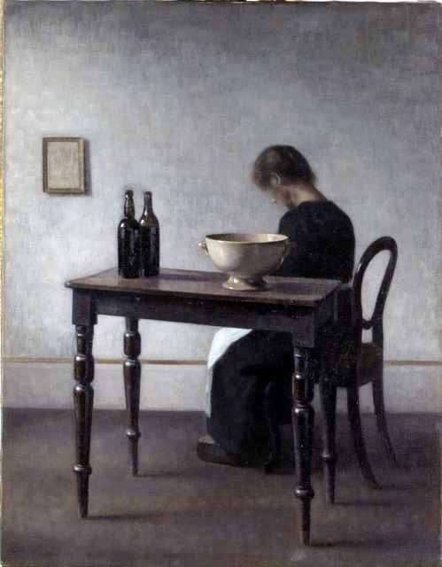 Vilhelm Hammershøi, ‘Vilhelm Hammershøi, Interior with Woman Sitting at a Table’, 1910, Ordrupgaard