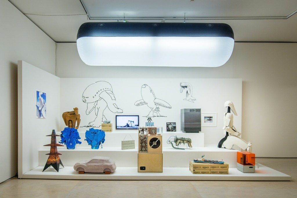 Installation view of "UniAddDumThs," 2016
Mark Leckey: Containers and Their Drivers at MoMA PS1, October 23, 2016 - March 5, 2017
Photograph by Pablo Enriquez
Courtesy the artist and MoMA PS1 Installation view of "UniAddDumThs," 2016
Mark Leckey: Containers and Their Drivers at MoMA PS1, October 23, 2016 - March 5, 2017
Photograph by Pablo Enriquez
Courtesy the artist and MoMA PS1