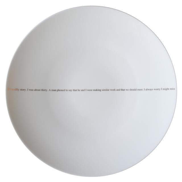 Sophie Calle, ‘The Pig (set of 6 dinner plates)’, 2013, Design/Decorative Art, Set of 6 different porcelain plates with platinum text, Artware Editions